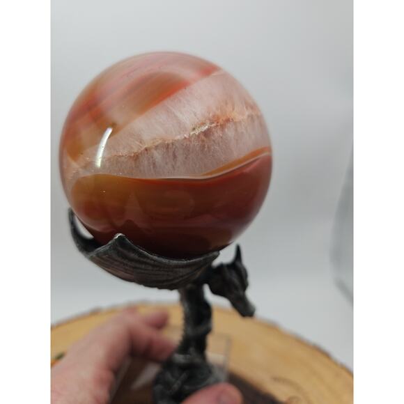 1.3lb 75mm Carnelian Quartz W/Dragon Stand - Picture 7 of 12